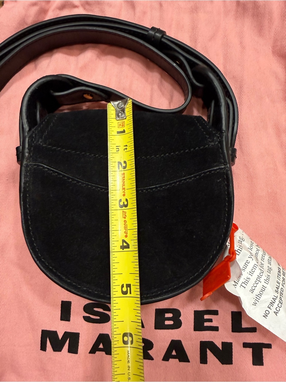 Isabel Marant Black Leather & Suede Mini Crossbody with Gold Plaque-mini Botsy - Picture 2 of 3